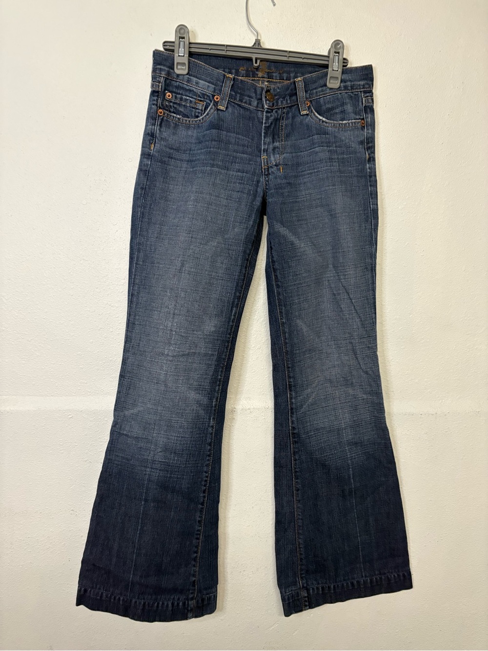 7 For All Mankind Women's Dark Blue Wide Leg Jeans